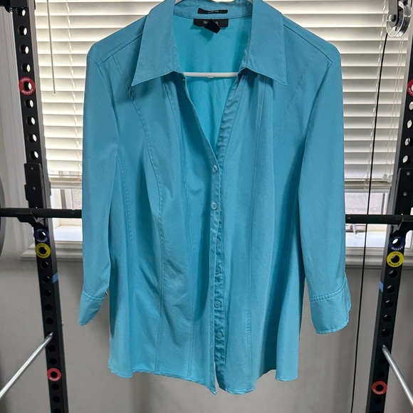 Style & Co. Aqua Button-Up Blouse - Picture 1 of 1